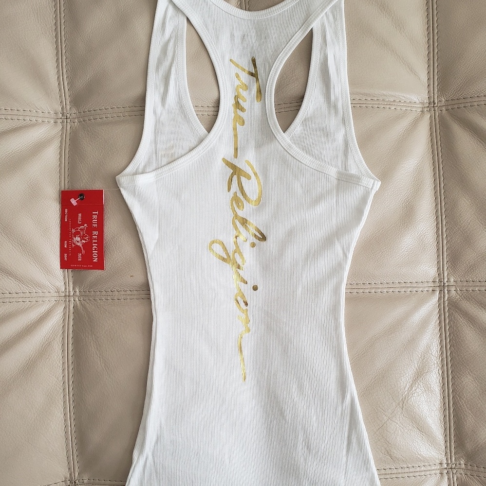 TRUE RELIGION SEXY WHITE RACERBACK TANK NWT XS - Picture 7 of 8